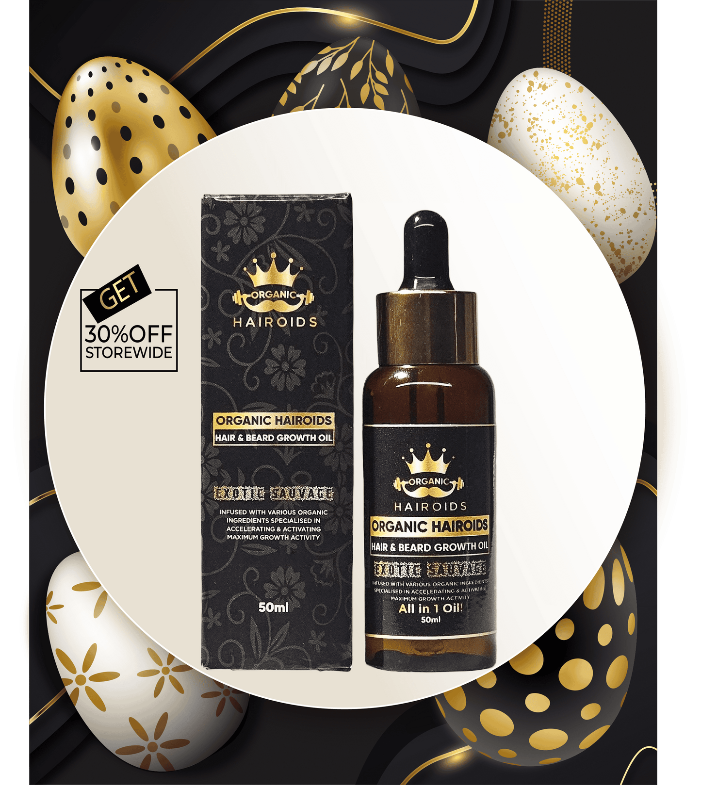 Organic Hairoids Hair & Beard Growth Oil - 50ML